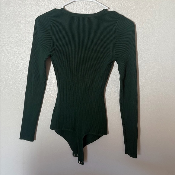 House of Harlow 1960 Deep Green Ribbed Bodysuit women’s small - Picture 4 of 5